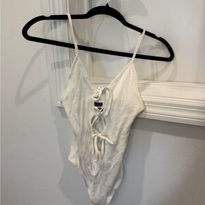 White Lace-Up Bodysuit
